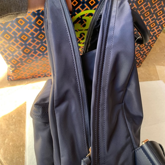 Tory Burch Ella Backpack Navy Blue Nylon - Picture 8 of 12